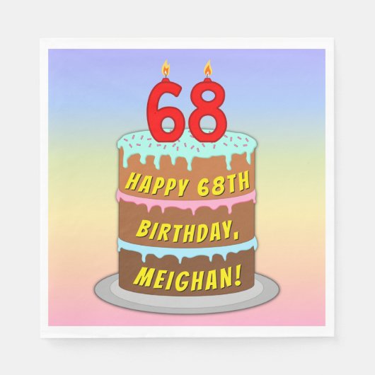 68e verjaardag: Fun Cake and Candles + Custom Name Servet (Voorkant)