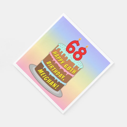 68e verjaardag: Fun Cake and Candles + Custom Name Servet (Hoek)