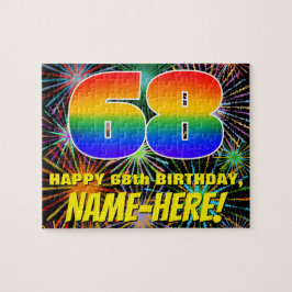 68e verjaardag: Fun, kleurrijk gevuurwerk Legpuzzel