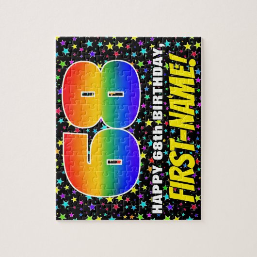 68e verjaardag — Fun, kleurrijk Star Field Pattern Legpuzzel (Verticaal)