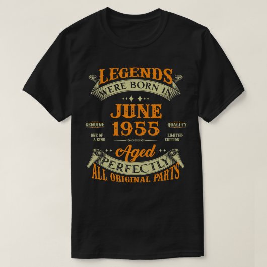 68e verjaardag Gift Legends geboren in juni 1955 6 T-shirt (Design voorkant)