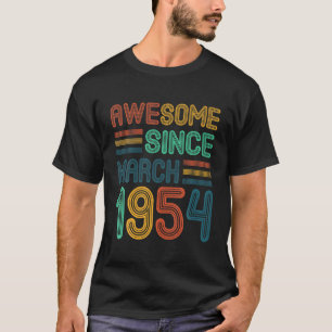 68e verjaardag Gifts Geweldige sinds maart 1954 68 T-shirt