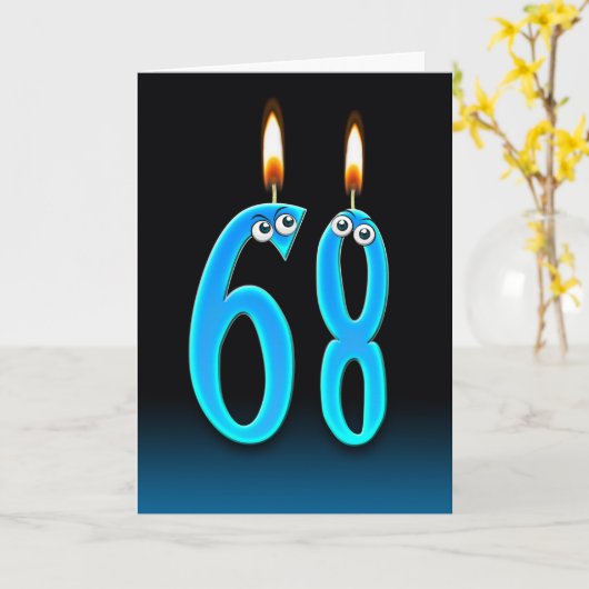 68e verjaardag kaarsen kaart (Gele Bloem)