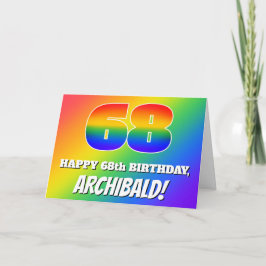68e verjaardag: Kleurrijk regenboogpatroon # 68 Kaart
