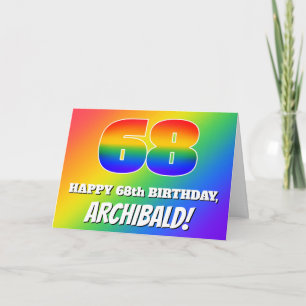 68e verjaardag: Kleurrijk regenboogpatroon # 68 Kaart