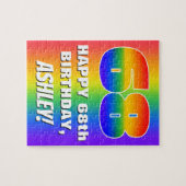 68e verjaardag: kleurrijk, vun regenboogpatroon # legpuzzel (Horizontaal)