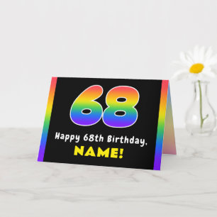 68e verjaardag: kleurrijke regenboog # 68, aangepa kaart
