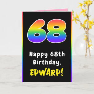 68e verjaardag: kleurrijke regenboog # 68, aangepa kaart