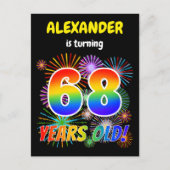 68e verjaardag - Leuk vuurwerk, Rainbow Look "68" Briefkaart (Voorkant)