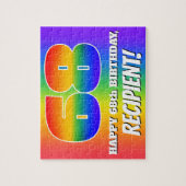 68e verjaardag — Meerkleurig regenboogpatroon "68" Legpuzzel (Verticaal)