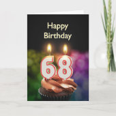 68e verjaardag met taart en kaarsen kaart (Voorkant)