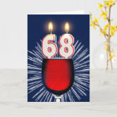 68e verjaardag met wijn en kaarsen kaart (Gele Bloem)