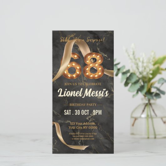 68e verjaardag mobiele uitnodiging (Staand voorkant)