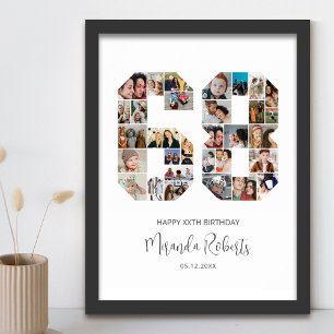 68e verjaardag nummer 68 aangepaste fotocollage poster