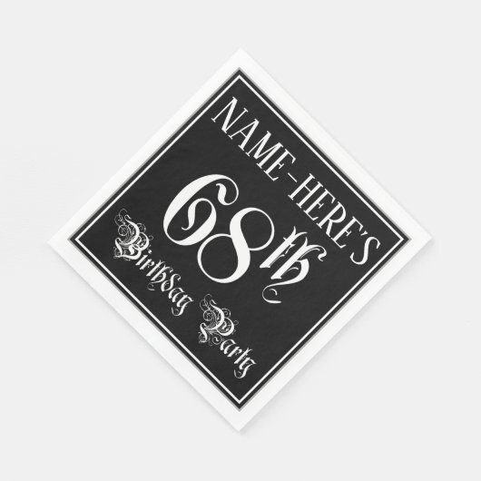 68e verjaardag Partij — Fancy Manuscript + de Naam Servet (Hoek)