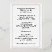 68e verjaardag Partij — Legant Manuscript + de Naa Folie Uitnodiging (Achterkant)