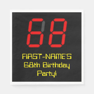68e verjaardag: Red Digital Clock Style "68" + naa Servet