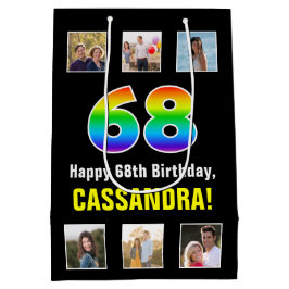 68e Verjaardag: Regenboog “68“, Aangepaste foto's  Medium Cadeauzakje