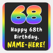 68e verjaardag: Regenboogspectrum # 68, Aangepaste Vierkante Sticker (Voorkant)
