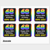 68e verjaardag: Regenboogspectrum # 68, Aangepaste Vierkante Sticker (Vel)