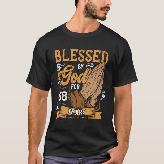 68e verjaardag religieus thema gezegend door God v T-shirt (Voorkant)