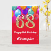 68e verjaardag Rode en goudkleurige ballonnen Kaart (Gele Bloem)