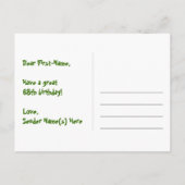 68e verjaardag: Roze strepen & harten, Regenboog 6 Briefkaart (Achterkant)