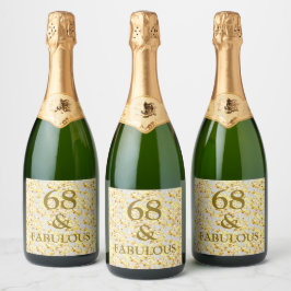 68e verjaardag sparkling wijnetiket