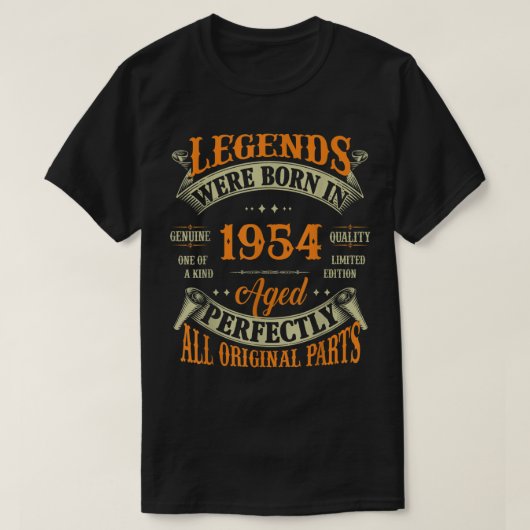 68e verjaardag T-shirt Legends geboren in 1954 68 (Design voorkant)
