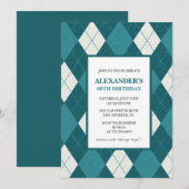 68e verjaardag Uitnodigingen Mannen  Blauw (Voorkant / Achterkant)