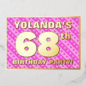 68e verjaardag van de opstand - vuurroze harten en folie uitnodiging (Voorkant)