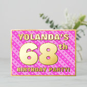 68e verjaardag van de opstand - vuurroze harten en folie uitnodiging (Staand Voorkant)