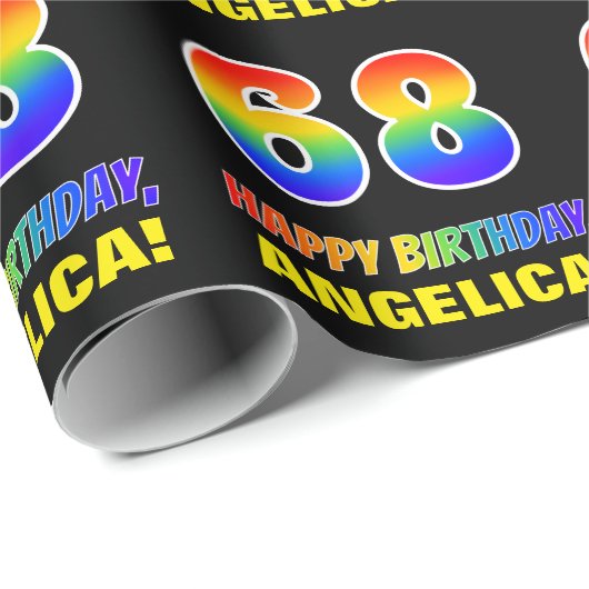 68e verjaardag: Vet, Vun, eenvoudig, regenboog 68 Cadeaupapier (Rol Hoek)