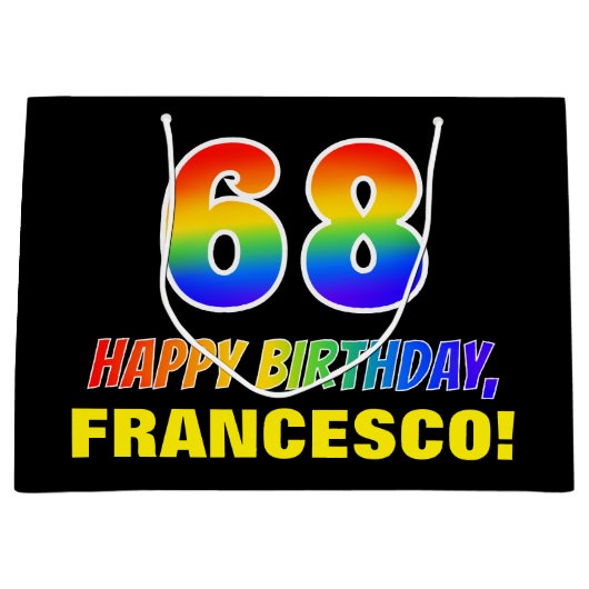 68e verjaardag: Vet, Vun, eenvoudig, regenboog 68 Groot Cadeauzakje (Voorkant)