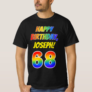 68e verjaardag — Vet, vun, regenboog 68, aangepa T-shirt