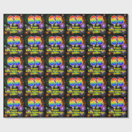 68e verjaardag: vuurwerk, regenboogblik # "68" cadeaupapier
