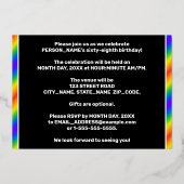 68e verjaardagsfeestje — Leuk, regenboogspectrum “ Folie Uitnodiging (Achterkant)
