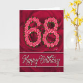 68e verjaardagskaart met rozen en bladeren kaart (Gele Bloem)