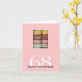 68ste Franse verjaardag Macaron-Joyeux Anniversair Kaart (Gele Bloem)