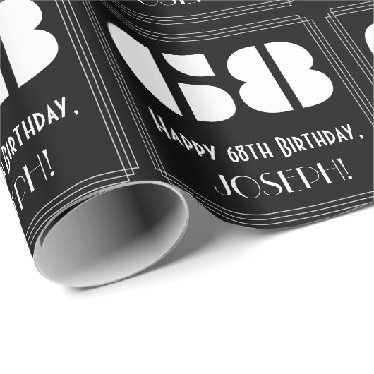 68ste verjaardag: Art Deco geïnspireerd look "68"  Cadeaupapier (Rol Hoek)