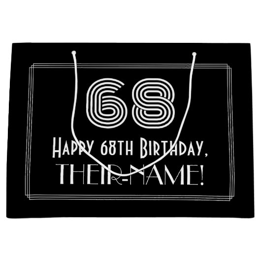 68ste verjaardag — Art Deco Geïnspireerde look "68 Groot Cadeauzakje (Voorkant)