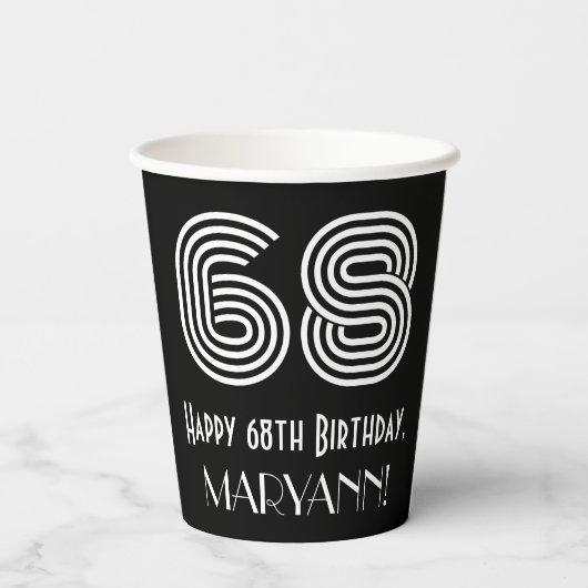 68ste verjaardag — Art Deco Geïnspireerde look "68 Papieren Bekers (Achterkant)