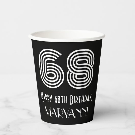 68ste verjaardag — Art Deco Geïnspireerde look "68 Papieren Bekers (Voorkant)