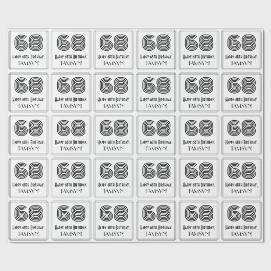 68ste verjaardag: Art Deco geïnspireerde stijl "68 Cadeaupapier (Vlak)