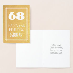 68ste verjaardag ~ Art Deco stijl "68" & aangepast Folie Kaarten