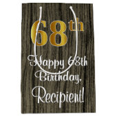 68ste verjaardag: Elegante Faux Gold Look #, Faux  Medium Cadeauzakje (Voorkant)