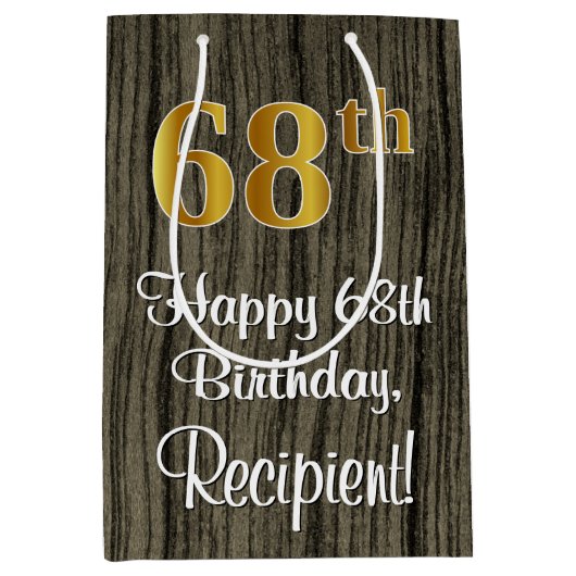68ste verjaardag: Elegante Faux Gold Look #, Faux  Medium Cadeauzakje (Voorkant)