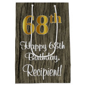 68ste verjaardag: Elegante Faux Gold Look #, Faux  Medium Cadeauzakje (Achterkant)