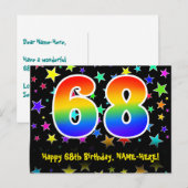 68ste verjaardag: Fun Stars Pattern, Rainbow 68, N Briefkaart (Voorkant / Achterkant)