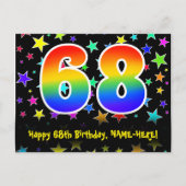 68ste verjaardag: Fun Stars Pattern, Rainbow 68, N Briefkaart (Voorkant)